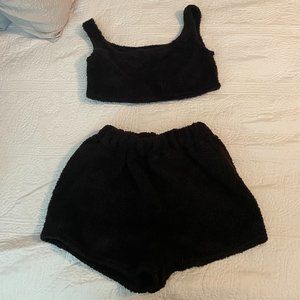 Women's Fashion Nova Black Teddy Lounge Set